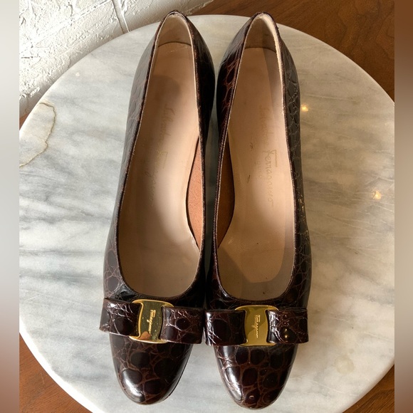 Salvatore Ferragamo Shoes - Salvatore Ferragamo Brown Crocodile Shoes